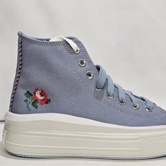 Converse Women's CTAS Move Hi Platform Rose Cross Stitch Size 8.5  A12571CNWT - Picture 5 of 9